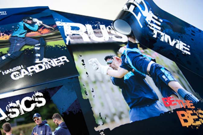 close up of cricket scotland leaflet and banners